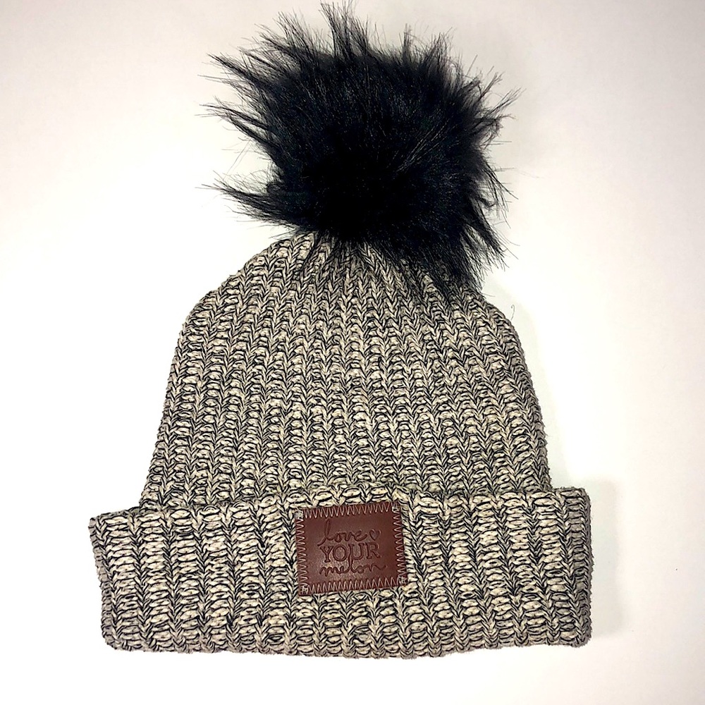 LOVE YOUR MELON | Black & natural cream color with detachable black pom